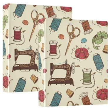 Imagem de Fichário de ferramenta de costura de agulha e tesoura de linha de 3 cm com prancheta e bolsos, fichários de capa dura com 3 anéis, pasta de arquivo grande resistente para material escolar de