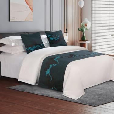 Imagem de Cama Runner Cachecol Moderno Luxo Camas e Cachecóis Confortável Sem Desbotamento Protetor de Cama Queen King Pé de Cama Toalha de Extremidade Quarto Hotel Decoração - Azul||50 x 180 cm (Cama de 1,2 m)