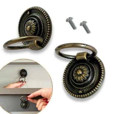 Imagem de 4 un Puxador Argola Ouro Velho 37mm Vintage em Metal Zamac - Compras F