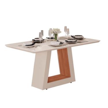 Imagem de Mesa Heloize 1,60 100% MDF com Tampo de Vidro Tuboarte