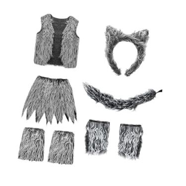 Imagem de Baoblaze Conjunto de fantasia de lobo infantil, faixa de cabeça engraçada, colete, saia para aniversário, palco, show, carnaval
