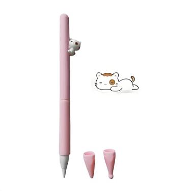 Imagem de Abruga Capa protetora para Apple Pencil 2ª geração, acessórios de silicone com suporte de gato fofo, capa ultrafina para Apple Pencil compatível com iPad Pro