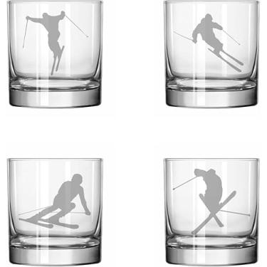 Imagem de MIP Conjunto de 4 copos de 325 ml Rocks Whiskey Glass Gift Ski Skier Collection