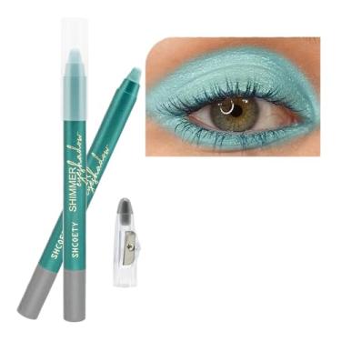 Imagem de SAUBZEAN Maquiagem em bastão de sombra verde brilhante, lápis iluminador creme iluminador, delineador de sombra Waterpoof de longa duração, paleta de primer com glitter, giz de cera