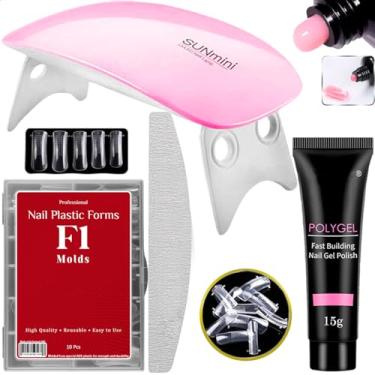 Imagem de Kit Profissional para Unhas em Polygel, com Cabine LED SunMini, Moldes F1, Lixa e Acessórios