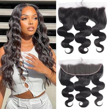 Imagem de RESACA 20 polegadas Ondulado HD Lace Frontal Cabelo Humano 33x4 Transparente Swiss Lace Front 150 Densidade Orelha a Orelha para Mulheres 100% Cabelo Humano Virgem Brasileiro Não Processado (cor Preto