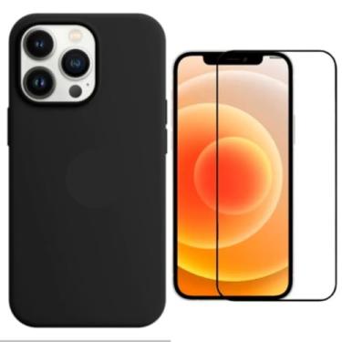 Imagem de Capa Capinha Para iPhone 14 Pro Preta + Película 3D