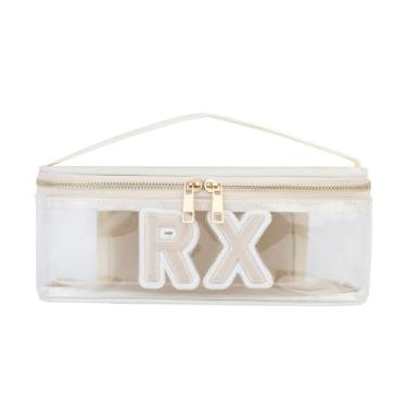 Imagem de Bolsa de maquiagem transparente MEDS RX com zíper de metal, bolsa de remédios transparente de nylon de grande capacidade com alça superior, bolsa organizadora de primeiros socorros para cosméticos