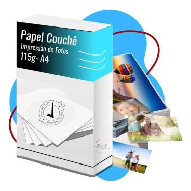 Imagem de 2X Papel Couche 115G Fotográfico A4 500 Folhas Brilho Fotos