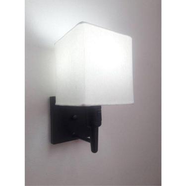 Imagem de Arandela Quadrada Vivare Md-2019 Base Preto Com Interruptor Cúpula Em Tecido - Bivolt Preta-branco 127-220v