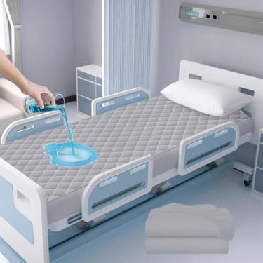 Imagem de Lençol de cama de hospital à prova d'água de 91 cm x 203 cm x 23 cm, proteção para incontinência hospitalar, tecido macio e respirável para idosos, protetor de capa de colchão lavável na máquina (1