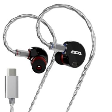 Imagem de CCA Fones de ouvido intra-auriculares Phoenix – IEM de driver dinâmico de ímã duplo com som nítido de alta fidelidade e graves profundos, fones de ouvido profissionais de metal completo para músicos