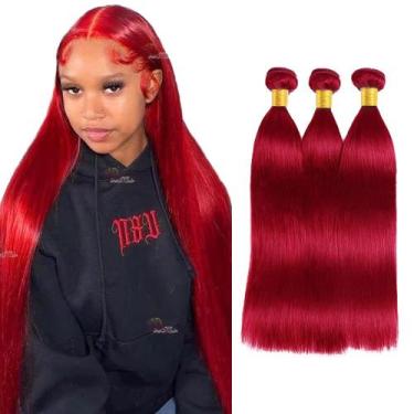Imagem de Pacotes de cabelo GveoxVO Brazilian Virgin Straight 8A Red 35-45cm