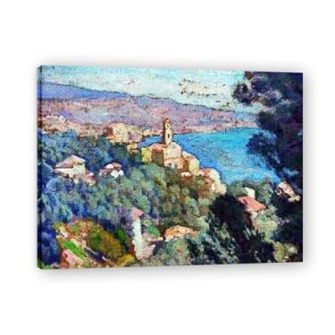 Imagem de Ângulo de visãoThéo van Rysselberghe: Impressão em tela neoimpressionista belga chave 23,15 x 78 cm emoldurada