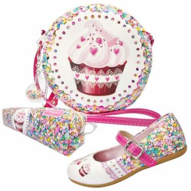 Imagem de Kit Infantil Feminino Sapatilha, Bolsa e Estojo Cup Cake, Magicc Kids,