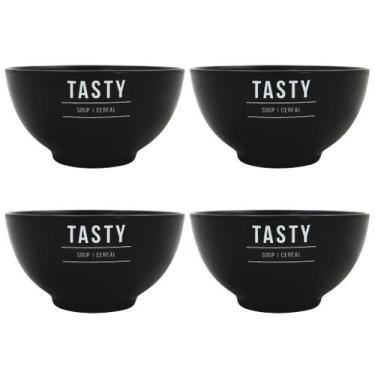 Imagem de Jogo Café Da Manhã Açaí De Porcelana Preto Tasty 440ml - 4 Unidades Ha