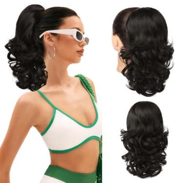 Imagem de Extensão de rabo de cavalo: Flufymooz, 35 cm, cabelo sintético, preto,