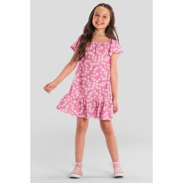 Imagem de Vestido infantil menina com flores Brandili, 4, Rosa