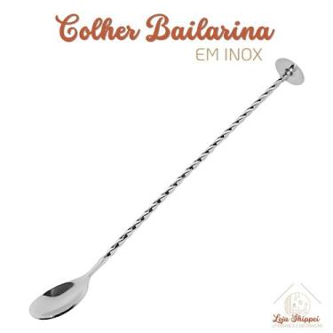 Imagem de Colher Bailarina Misturadora Bebidas Inox Disco Bar Drinks - TOP ÚTIL