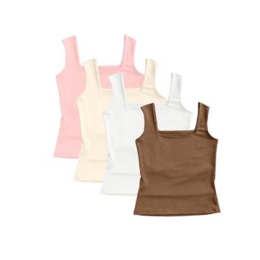 Imagem de Kit 4 Regata Lisa Feminina Elegante Suplex Verão - Blitz Feminina, Ros