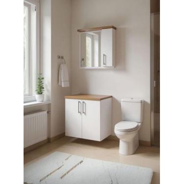 Imagem de Gabinete para Banheiro com Espelheira 60cm Mdf Freijo Paris - On Móvei