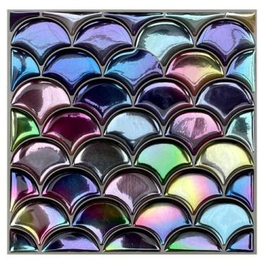 Imagem de Pastilha Adesiva Escama Cauda de Sereia Resinada - Kit com 4 Placas - 