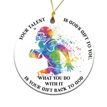 Imagem de MEDROC Enfeites de futebol para meninos – para decoração de árvore de Natal redonda de cerâmica 7,6 cm, futebol masculino para jogadores masculinos, decoração de época festiva