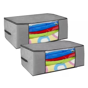 Imagem de Kit 2 Sacos Organizador Multiuso Anti Mofo Dobrável Edredom Cobertores Roupas de Banho Cama Travesseiros