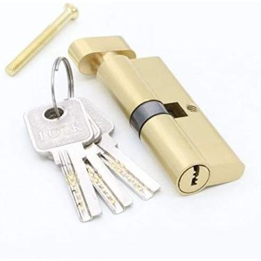 Imagem de Cilindro de fechadura de porta, trava de barril de porta, cilindro de segurança de hardware de porta de segurança cilindro dourado fechadura de porta interior trava de pressão maçaneta de trava de