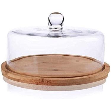 Imagem de Suporte de bolo prato de frutas multifuncional cúpula de vidro cúpula de chá da tarde capa de poeira bandeja decorativa para servir