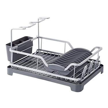 Imagem de CLLBANT Escorredor de louça, escorredor de louça, suporte de prato, suporte de armazenamento de bandeja ajustável, rack de ralo de cozinha multifuncional