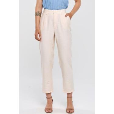 Imagem de Calça PKS Alfaiataria Reta Em Viscose Off White, P