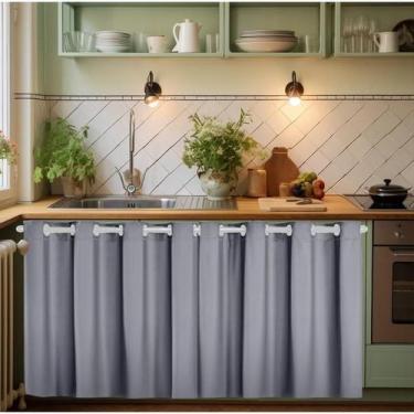 Imagem de Kit Cortina para Pia de Cozinha PVC Blackout 2,80 x 0,80 Impermeável F