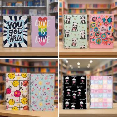 Imagem de Caderno 1/4 Espiral Capa Dura Feminino 96Folhas Nova Mix