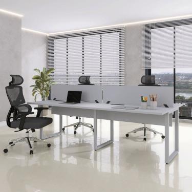 Imagem de Plataforma Dupla 4p 220x120cm Tub Corporativa Light Cinza