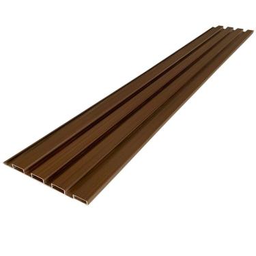 Imagem de Painel Ripado de Pvc em Placa 100x15,5cm 7 Placas = 1m² com 2 Acabamentos em L de Bariri - caixa com 7 Unidade - Marrom