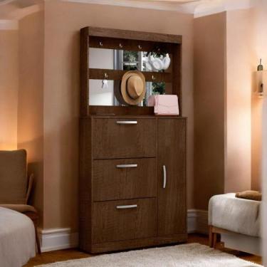 Imagem de Sapateira com Espelheira Porta-Objetos Randi Malbec - Mobiliar Home Sh
