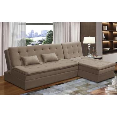 Imagem de Sofá Cama King 5 Lugares 2,70m Amélia Suede - Mirra Decor, Cappuccino