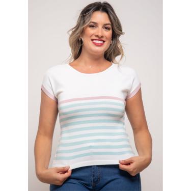 Imagem de Blusa Pau a Pique Modal Branco e Verde Água
