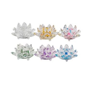 Imagem de Enfeite Decoração de Cristal Vidro Flor de Lotus Para Sala Quarto Cristaleira Grande 13CM