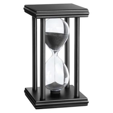 Imagem de Temporizador de ampulheta de 15 minutos, relógio de areia com suporte de madeira, relógio de areia preta de 15 minutos, Antiguo Reloj De Arena, grande ampulheta de vidro exclusiva para casa, mesa