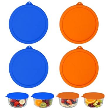 Imagem de BrillaraSymm Tampas de silicone de substituição para Pyrex, âncora para recipientes de vidro de 4 xícaras, herméticas 7201-PC/ZLID1905-AH tampas de silicone para 4 xícaras, capas seguras para