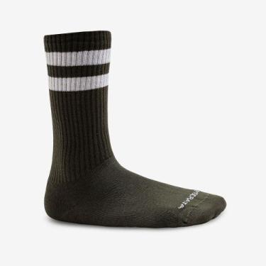 Imagem de Meia Masculina Cano Alto Algodão Poliamida Preta com Listras Brancas 3