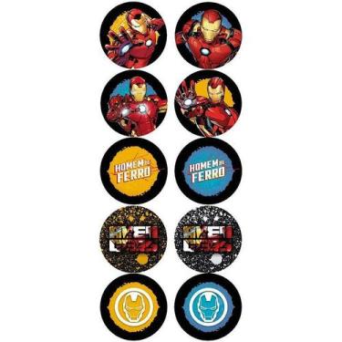 Imagem de Adesivo Redondo Festa Homem de Ferro - 30 unidades - Regina - Rizzo