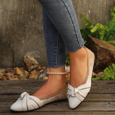 Imagem de Sapatilhas femininas sem cadarço e bico fino de malha confortável e elegante sem cadarço para mulheres, Bege, 39