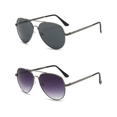 Imagem de Pacote com 2 óculos de sol aviador clássicos para homens e mulheres