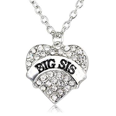 Imagem de Colar de coração de cristal para Big Middle Little Sis, presente de aniversário de Natal para irmãs pequenas do meio, One Size, Liga de aço, Sem Pedra Preciosa