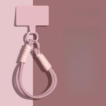 Imagem de Alça de pulso para celular, cordão antiperda multifuncional para capa de telefone e capa de fone de ouvido, acessório trançado durável para uso diário, rosa