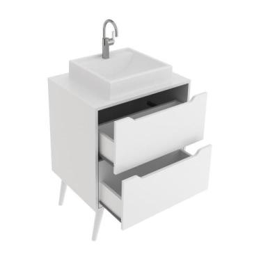 Imagem de Gabinete Banheiro 60cm 2 Gavetas Retrô Multimóveis Cr10119 Branco - MU