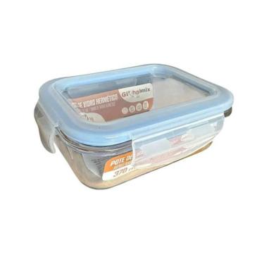 Imagem de Kit 06 Pote De Vidro Retangular 370Ml Hermético Livre De Bpa